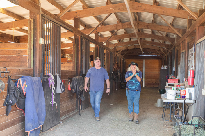 Volunteers in barn
